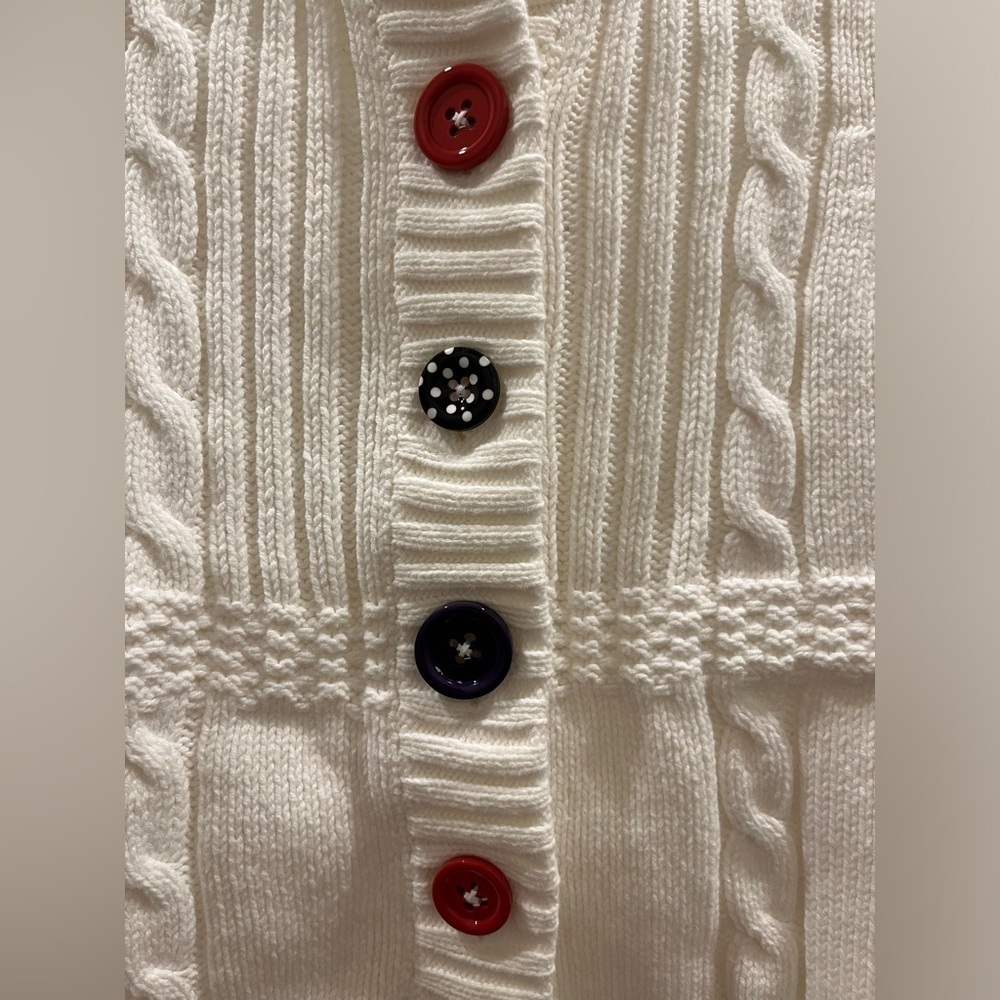 Gymboree size XS (3-4) winter white cardigan with colored buttons - Picture 2 of 6